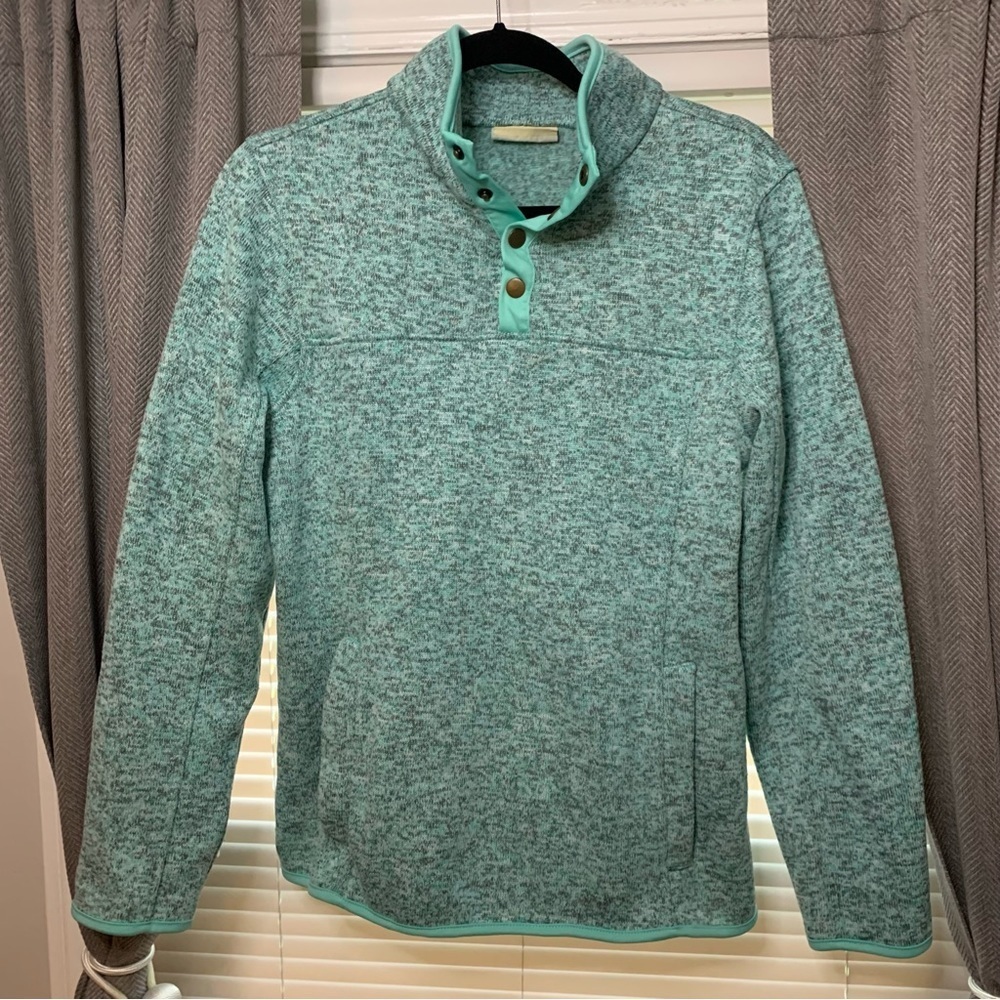Rustic Ridge Fleece Sweatshirt Blue Aruba Snap Mock Collar Pullover